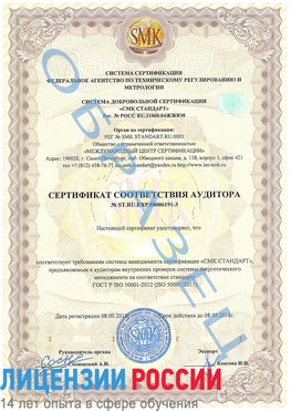 Образец сертификата соответствия аудитора №ST.RU.EXP.00006191-3 Жирновск Сертификат ISO 50001